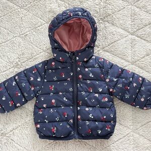 Primark Navy Floral Jacket with Pink Lining